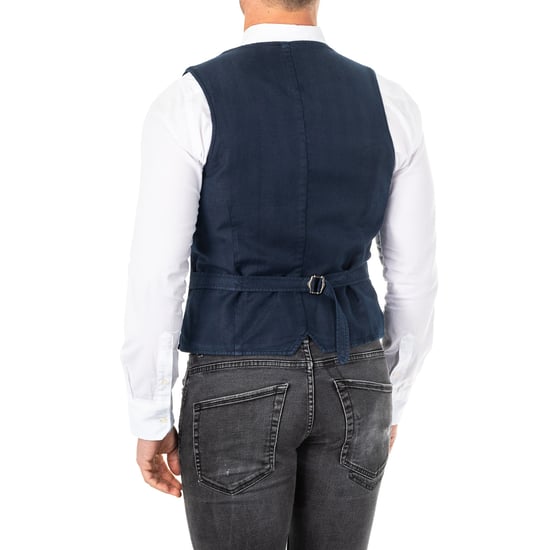 Men's fine knit vest with adjustable belt V-neck HMJA11