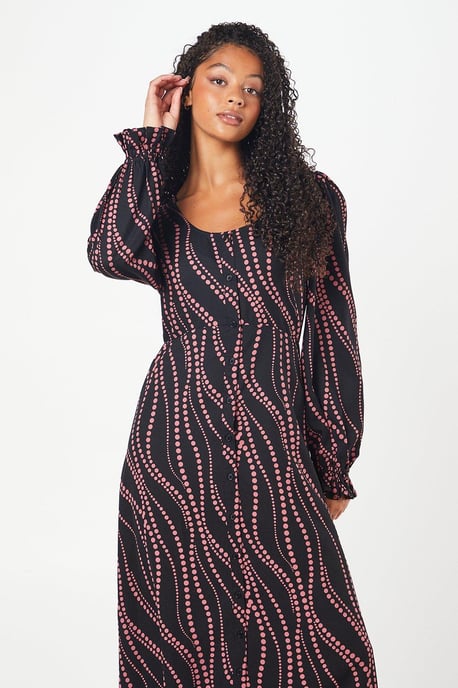 Tall Pink Spot Scoop Neck Shirt Dress - Image 2