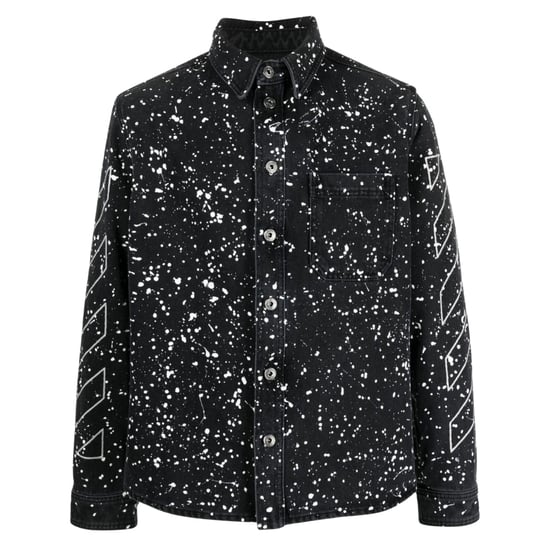 Off-White Diag Outline Design Denim Shirt Black