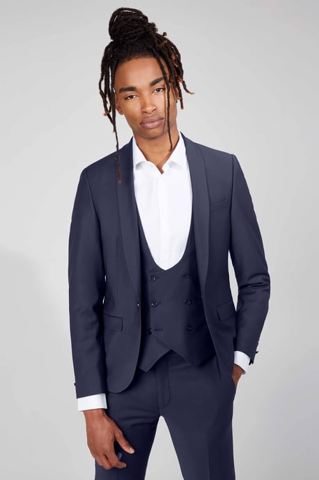 Ellroy Skinny Fit Navy Wool Jacket