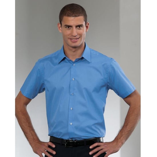 Russell Collectie Heren Korte Mouwen Poly-Katoen Easy Care Poplin Shirt (Bedrijfsblauw) - Image 2