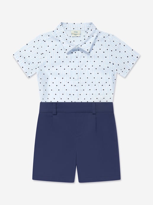 Fendi Baby Boys Logo Romper in Navy