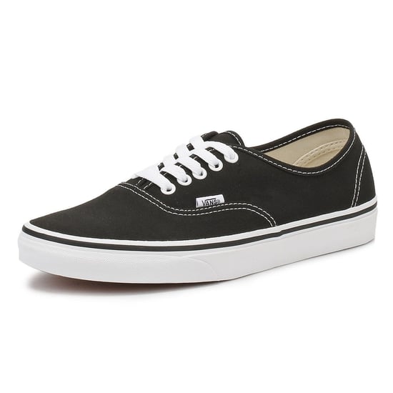 Vans Authentic Unisex Zwart Wit Canvas Vulcanised Skate Trainers - Image 3