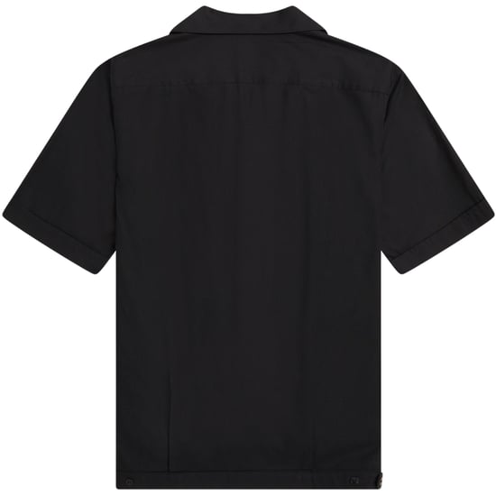 Fred Perry Black Panelled Short Sleeve Bowling Shirt