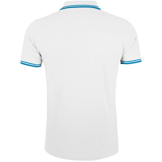 SOLS Mens Pasadena Tipped Short Sleeve Pique Polo Shirt (White/Aqua Blue)