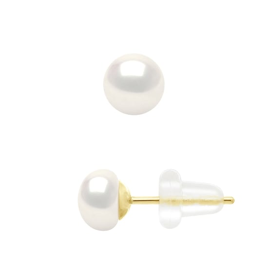 Earrings Real Cultured Freshwater Pearls Button 5-6 mm