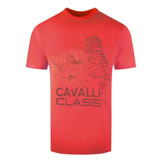 Cavalli Class Floral Tiger Design Red T-Shirt