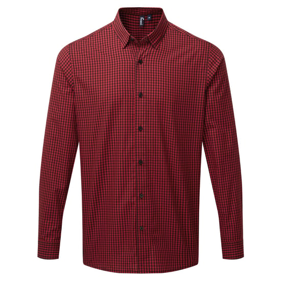 Premier Heren Maxton Check Shirt met lange mouwen (Zwart/Rood) - Image 1