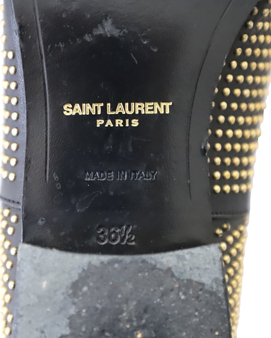 Saint Laurent Geklede Oxfords met Studs in Zwart Leer - Image 6