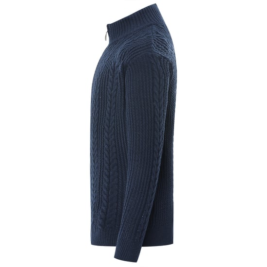 Men's Cardigan with Zip Cardigan Chunky Knit with Stand-Up Collar Blue