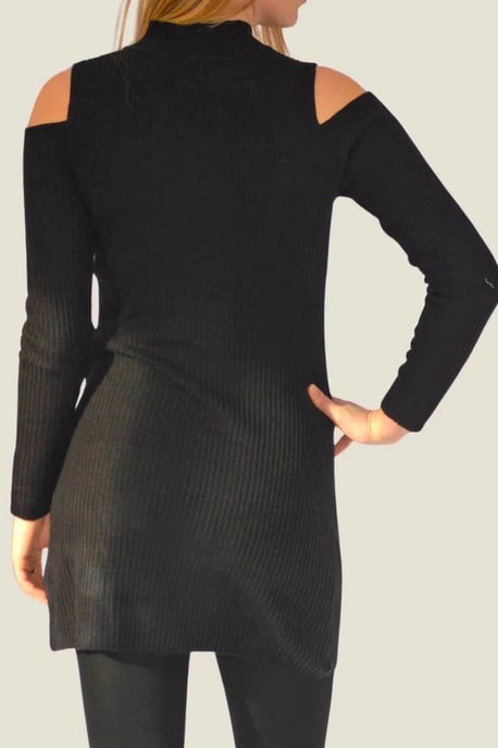 Black Cold Shoulder Knit Top