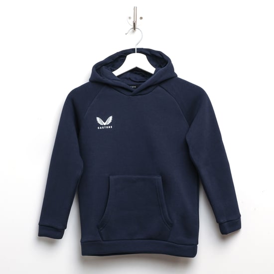Boy's Castore Juniors Brush Back Overhead Hoodie in Navy - Image 1