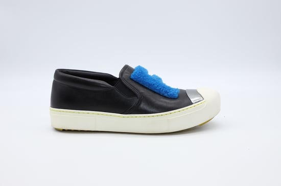 Fendi FF Schapenvacht Slip-On Sneakers in Zwart Leer - Image 5