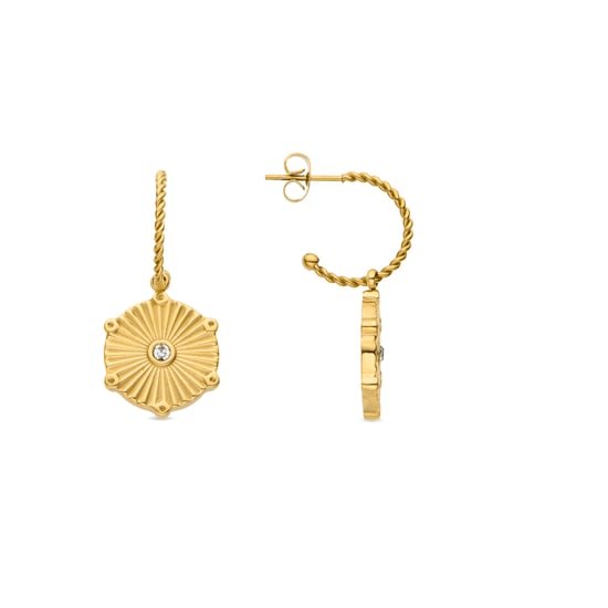 Luxenter oorbellen met briljant zirkonia in 18K geel goud - Rira - Image 1