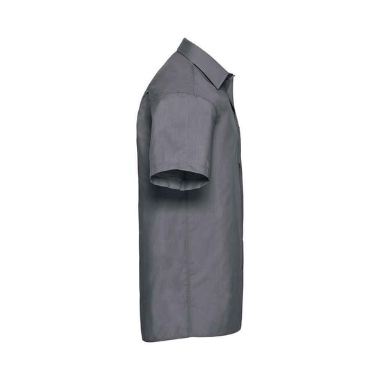 Russell Collection Heren Poplin Easy-Care Formeel Overhemd met Korte Mouwen (Konvooi Grijs) - Image 3