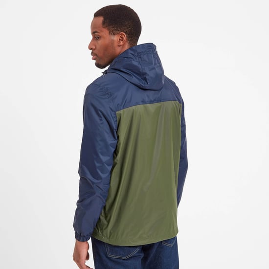 Craven Mens Waterproof Packaway Jacket Khaki/Navy/Dark Orange Colour Block