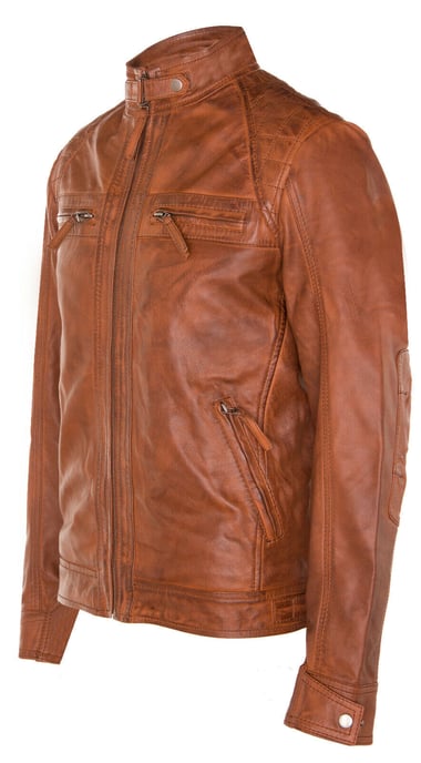 Leather Rock Racing Quilted Biker Jacket