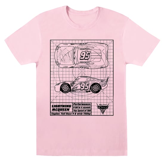 Disney Dames/Dames Cars Lightning McQueen Blueprint Katoenen Vriendje T-shirt (Baby Roze) - Image 1