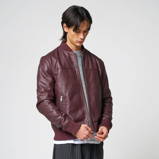 Barneys Originals Bomber Jacket In Burgundy