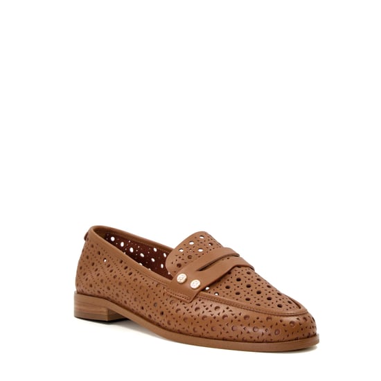 Dune Glimmered Leren Damesslippers In Tan. - Image 1