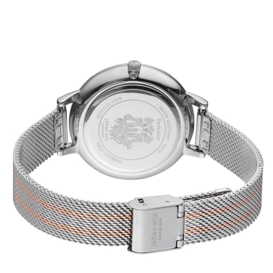 Johan eric: knoppsvane ss watch with photo dial and ss/rose gold mesh strap