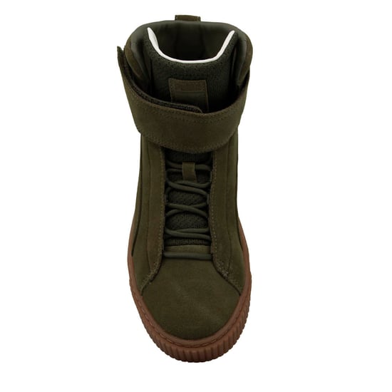 Puma Platform Mid OW Strap Leather Lace Up Green Womens Trainers 364588 01