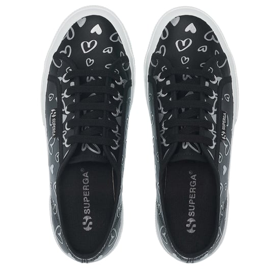 Superga Dames/Dames Hearts Vegan Leren Trainers (Zwart/Zilver) - Image 4