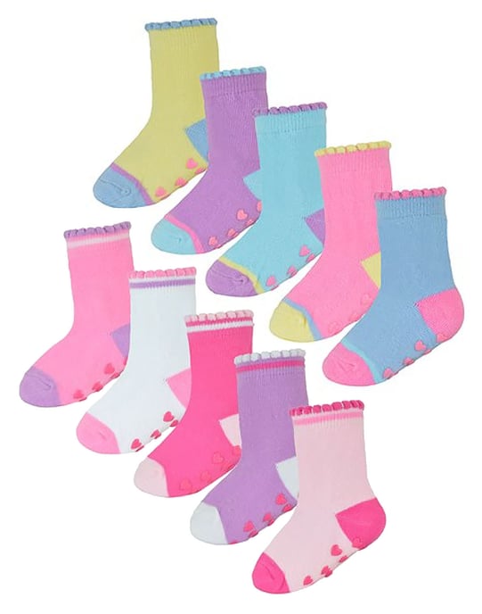 Set van 10 antislip-hiel- en teensokken voor babymeisjes - Stijl 1 - Image 1
