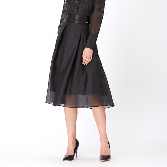 Uitlopende organza en satijnrok - Image 1