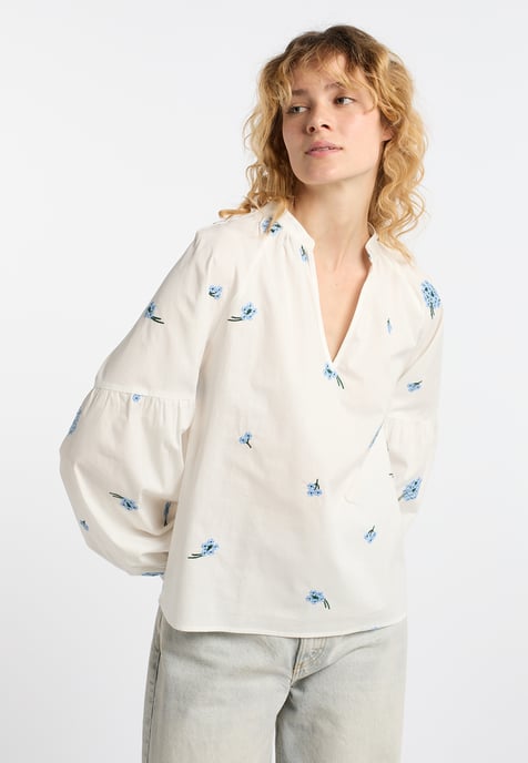 Dreimaster Tuniek Dames Wol Wit Blauw - Image 3