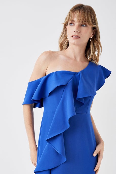 One Shoulder Ruffle Pencil Dress