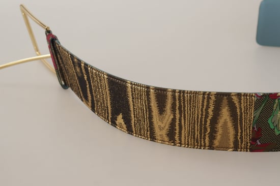 Dolce & Gabbana Women's Multicolor Leather Floral Embroid Logo Buckle Belt