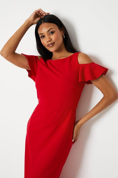 Cold Shoulder Stretch Crepe Fishtail Gown - Image 4