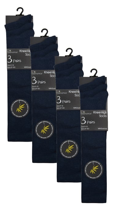 Sock Snob - 12 Paar Meisjes Bamboe Kniekousen, Lange Schoolkousen voor Kinderen - Marineblauw - Image 2