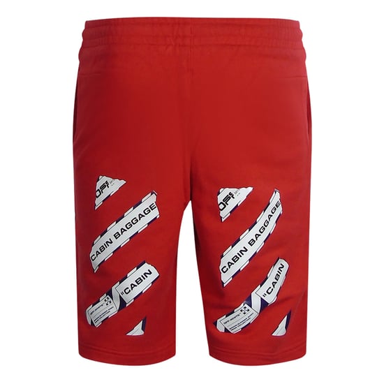 Off-White Airport Tape Design Red Sweat Shorts