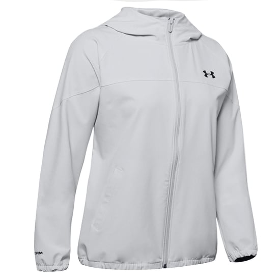 Under Armour Womens Woven Branded Full Zip Hoodie Grey 1351794 014
