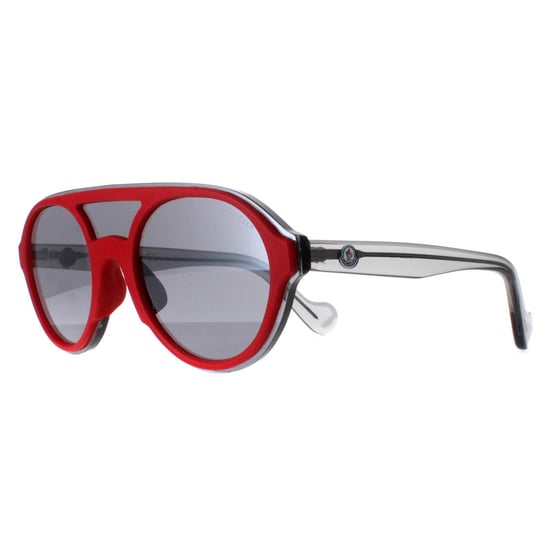 Moncler Round Unisex Shiny Red and Grey Transparent Grey Mirror ML0052