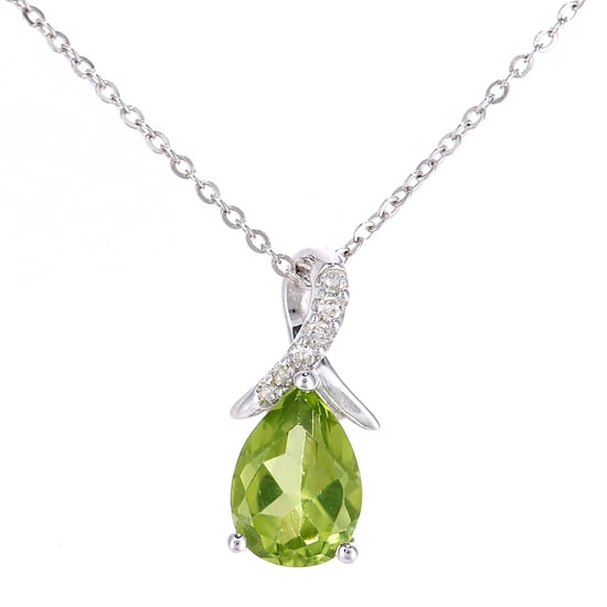 9ct witgouden 0,84ct peridot en 0,02ct diamanten hanger - Image 1