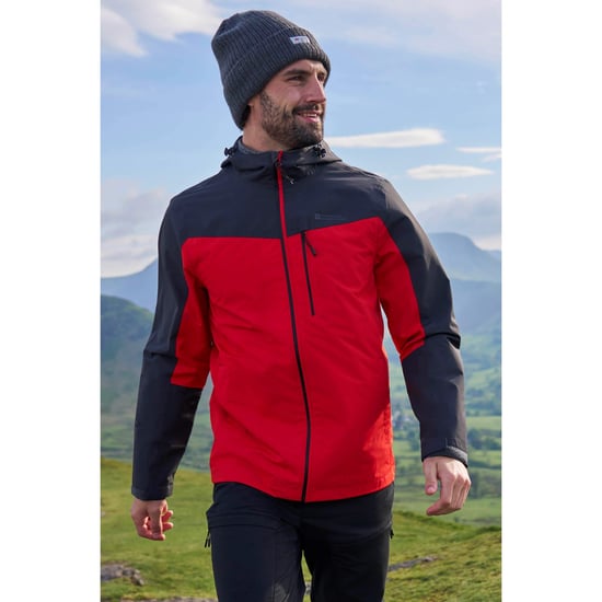 Mountain Warehouse Heren Brisk Extreme Colour Block Waterdichte Jas (Actief Rood) - Image 1