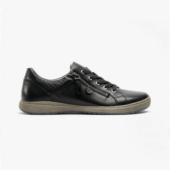 CAREN 12 Dames Leren Sneakers Zwart - Image 1