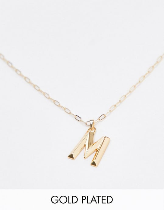 Topshop 14k gold plated M initial pandant necklace