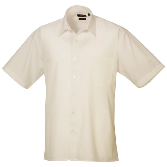 Premier Heren Korte Mouw Formele Poplin Gewoon Werk Shirt (Natuurlijk) - Image 1