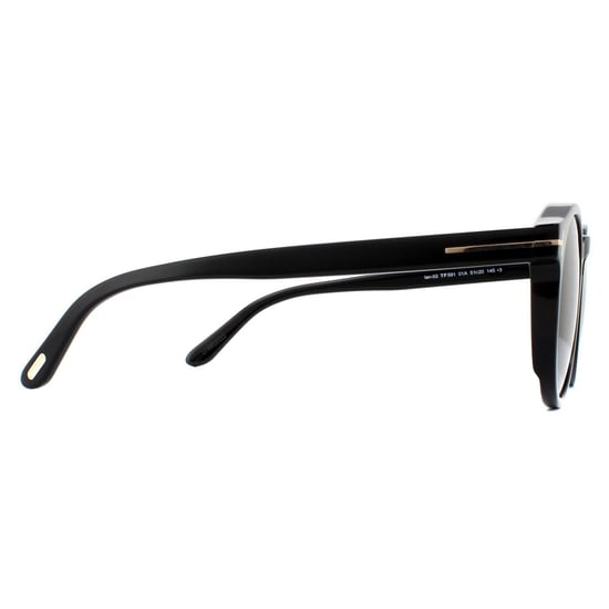 Tom Ford Round Unisex Shiny Black Grey Smoke Sunglasses