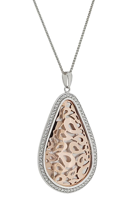 Orphelia Dames 925 Sterling Zilveren Set: Ketting-Hanger + Oorbellen - Zilver/Roze SET-068 - Image 4