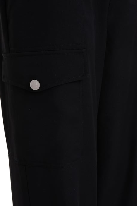 Petite Black High Waist Cargo Trouser