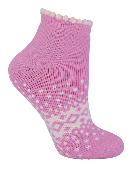 Thermische laag uitgesneden wollen antislip pantoffelsokken voor dames - Roze - Image 1