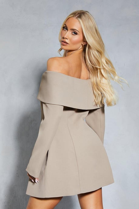 Tailored Bardot Blazer Mini Dress - Image 3