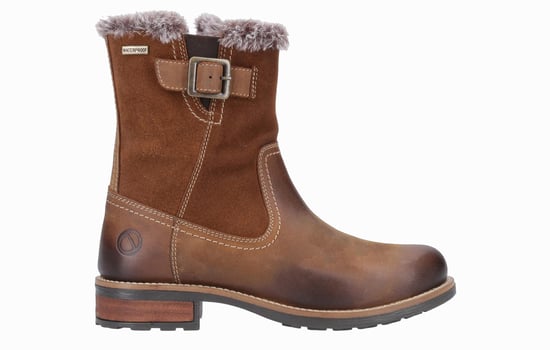 Cotswold Kemerton Leren Dames Tan Winter Middelhoge Laarzen - Image 1