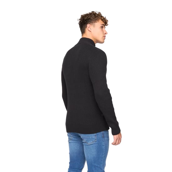 Crosshatch Heren Havaline gebreide Quarter Zip Pullover (Zwart) - Image 2