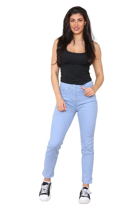 M&Co Dames jeans met hoge taille en taps toelopende rechte pijpen in hemelsblauw - Image 6